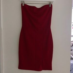 Strapless red dress